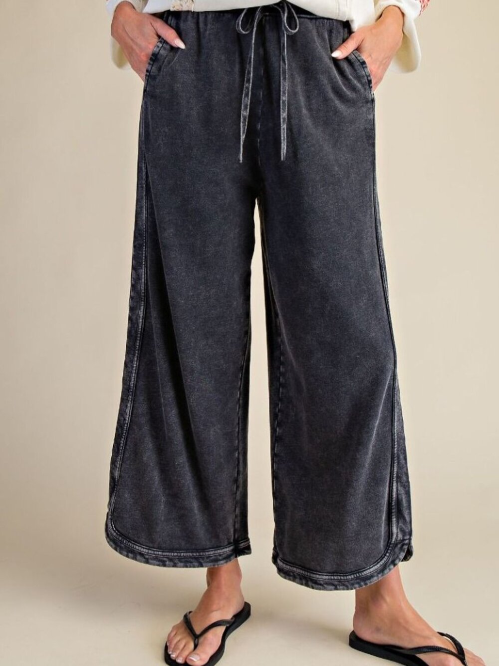 THREE BIRD NEST MINERAL WASHED TERRY KNIT PANTS 100% COTTON - Picture 2 of 4